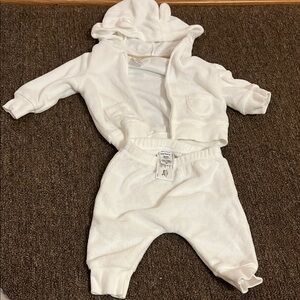 Carters White Baby Hoodie and Pants Set